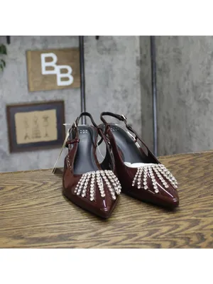 NWT A New Day Serafina Rhinestone Slingback Heels 94661789 Burgundy Red 11M thumbnail 4