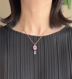 Handmade quality floral Czech glass bead fairy chic cottage necklace💐💜 thumbnail 7