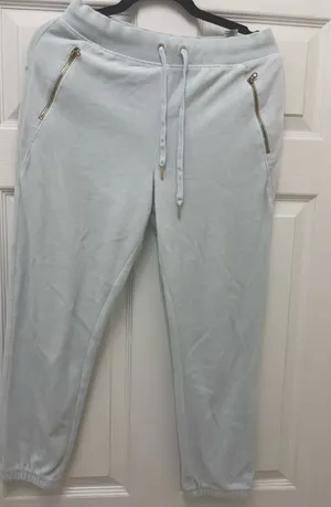 Juicy Couture Black Label Light Blue Velour Jogger Pants Drawstring Pockets S thumbnail 1