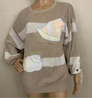 Vintage Carol Little Striped Coastal Seashell Sweater thumbnail 1
