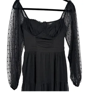 Lulus Black Swiss‎ Dot Tiered Bustier Midi Dress Size XS Whimsigoth Fairy Grunge thumbnail 7