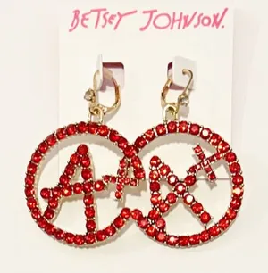 ♥️✨BETSEY JOHNSON A Plus Red Rhinestone Crystal Drop Earrings School Teacher thumbnail 1