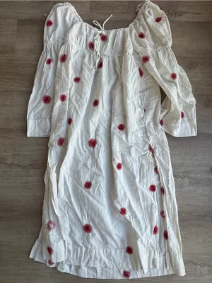 Free People Emory Boho Maxi Dress Women's M Embroidered Long Sleeve Pockets Whit thumbnail 3