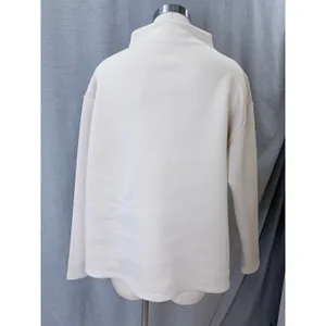ADAY Like A Boss Pullover Sand Cream Scuba Mock Neck Sweatshirt Large thumbnail 4