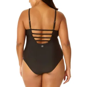 Hurley Women’s UPF 50+ One Piece Adjustable Strap Back Low Cut Swimsuit, Size L thumbnail 9