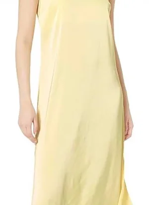 The Drop Ana Satin Slip Dress Pastel Yellow XS thumbnail 1