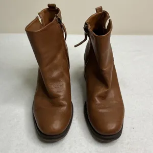 Franco Sarto Kessa Brown‎ Leather Side Zip Block Heel Ankle Boots Women 7.5 thumbnail 2