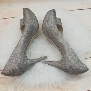 Enzo Angiolini silver sparkle peep toe platform thumbnail 6