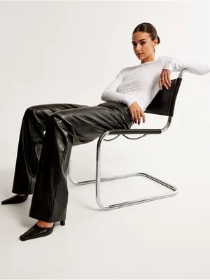 Abercrombie & Fitch Vegan Leather High Rise Loose Pant in Black Size 28 / 6 NWT thumbnail 3