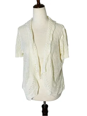 SWEET KIZZ Pointelle Crochet Cardigan thumbnail 3