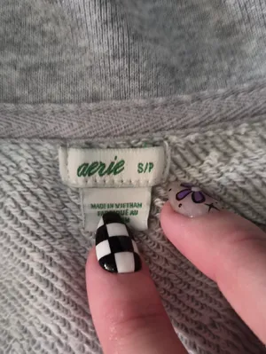 aerie Oversized Gray & Light Green Camo Half-Zip Sweater thumbnail 3