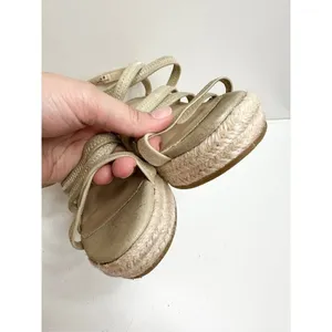 Pelle Moda Gold Metallic Strappy Espadrille Wedge Summer Sandals‎ 6.5M thumbnail 4