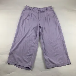 Old Navy Dusky Lavender Linen Blend Belted Wide Leg Cropped Pant XL thumbnail 1