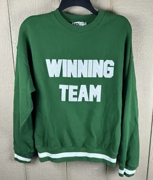 BEACH RIOT Anthropologie Winning Team Crewneck Sweatshirt Sz Small Green Varsity thumbnail 1