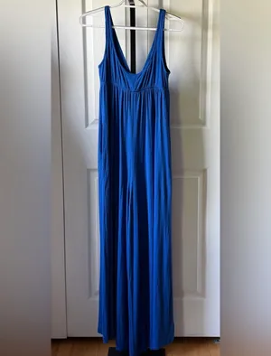 NEW Free people beach Sleeveless Deep V Wide-Leg Jumpsuit in Royal Blue $120 thumbnail 10