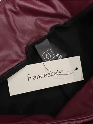 Francesca’s Alya Burgundy Faux Leather Ankle Pants NWT Size Medium thumbnail 6