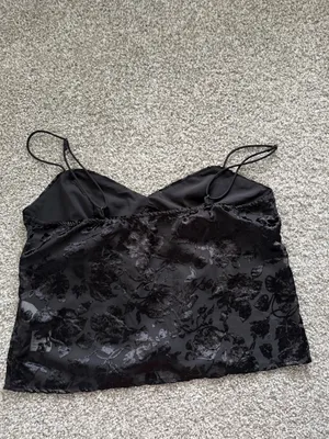 Abercrombie & Fitch Black Floral Burnout Velvet Cami Tank thumbnail 7