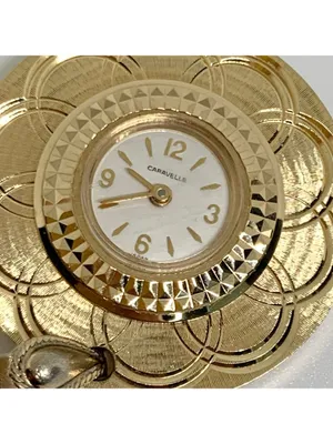 Vintage Caravelle by Bulova women Mechanical Pendant Watch gold tone 33mm works thumbnail 3