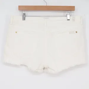 7 For All Mankind Womens White Denim Cut Off Shorts Frayed Hem Size 32 thumbnail 7