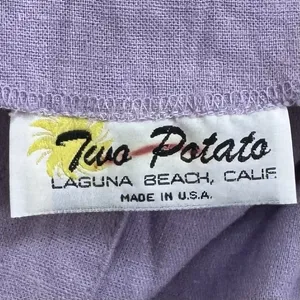 Vintage Two Potato 100% Linen Purple Hooded Pullover Coastal Resort Travel‎ M thumbnail 8