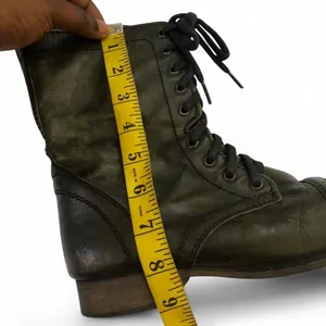 Goth Military Biker Grunge Steampunk Steve Madden Troopa Combat genuine leather lace up boots Ankle Booties Dark Green #Whimsygoth #Streetwear #Punk #Alternative #Rock #Whimsigoth thumbnail 5