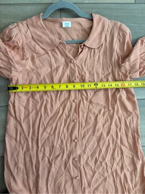 Wilfred Aritzia Poppins Short Puff Sleeve Peachy Pink Button Down Front Dress S thumbnail 10