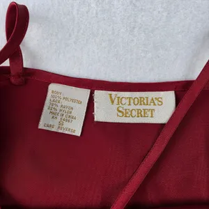 Victoria's Secret Gold Label Vintage Red Satin Lace Trim Chemise Slip Dress S thumbnail 2