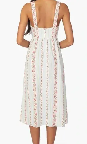 WeWoreWhat Corset Midi Dress, Victorian Floral Stripe/ Rosewood Multi, size M NW thumbnail 2