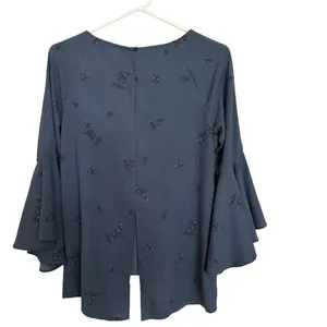 LC Lauren Conrad | Blue Floral High Low Bell Sleeve‎ Blouse Size Small thumbnail 2