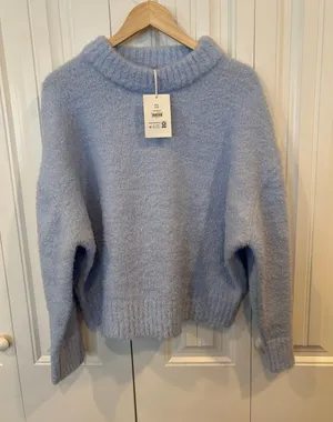 Free Assembly Blue Shimmer Mock Neck Sweater‎ Size XXL thumbnail 1
