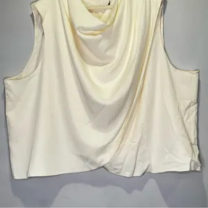 NWT TEREA 4X Women's Sienna Cowl Neck Draped Top in Gardenia Off White Color‎ thumbnail 5