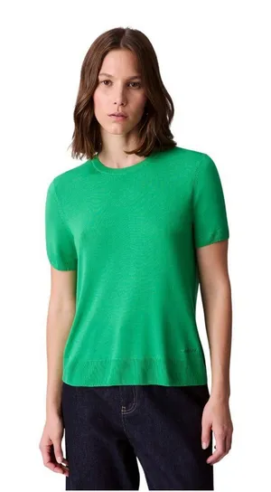 NWT Calvin Klein Fine Gauge Lightweight Short-Sleeve Sweater Blossom Green M thumbnail 1
