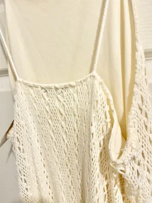 ZARA NWT BLOGGERS FAVORITE super BOHO ECRU BEIGE CROCHETED HALTER Maxi DRESS L thumbnail 18