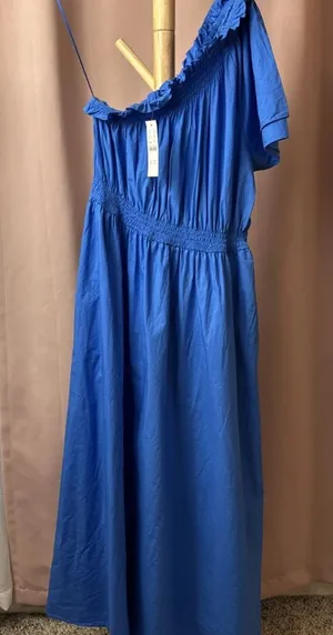 J Crew Blue Off The Shoulder MIDI‎ Dress thumbnail 1