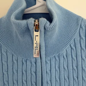 Lauren Ralph Lauren Active Women’s Light Blue Cable-Knit Full Zip Sweater M thumbnail 4