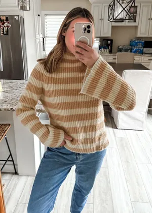 Maeve by Anthropologie Striped Mock Neck Sweater thumbnail 1