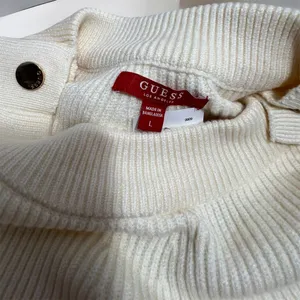 Women’s Cream Ribbed Knit Sweater Button Shoulder Detail Long Sleeve thumbnail 2