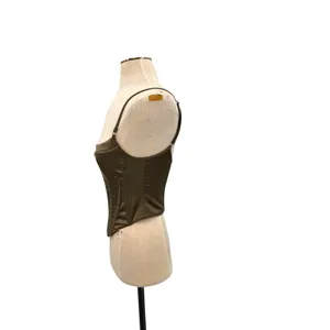 White Fox Olive Green Satin Corset Bustier Cami Top Adjustable Strap‎ Size XS thumbnail 4