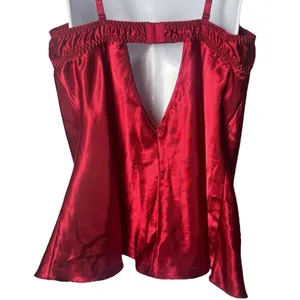 Frederick’s of Hollywood Wine Red Heart Jeweled Embroidered Teddy Top XL‎ thumbnail 7