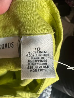 Crossroads Chartreuse Linen Blend Tunic Button Up Shirt Size 10 Green thumbnail 4