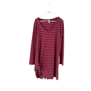 Women's mts Red & White Striped Long Sleeve Dress, Size L thumbnail 8