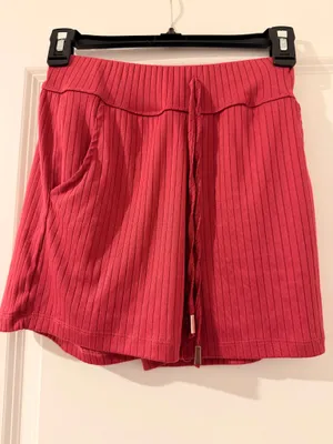 New Mix Ribbed Crop Tank and Drawstring Shorts Set in Red thumbnail 3