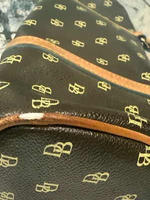 Dooney Bourke Y2K Signature Monogram Barrel Shoulder Bag Dark Brown Leather Trim thumbnail 7