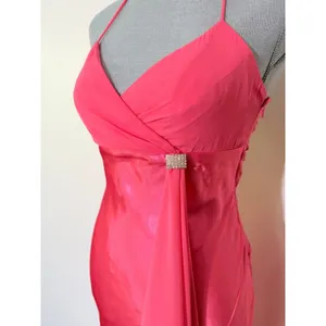 Hot Pink Mermaid long dress gown Cutout Halter Rhinestone Ruffle Formal Dress xs thumbnail 13