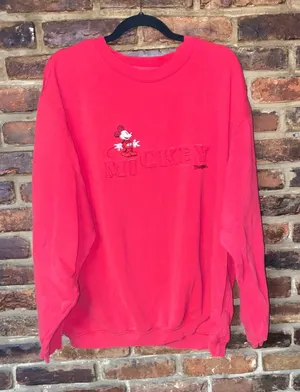 Disney Disneyland Resort Vintage Red Embroidered Sweatshirt Adult Size XL thumbnail 1