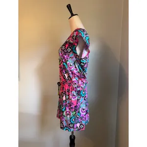 Nanette Lepore Swim Floral Paisley Cover Up Dress Pink Turquoise Small Y2K boho thumbnail 3