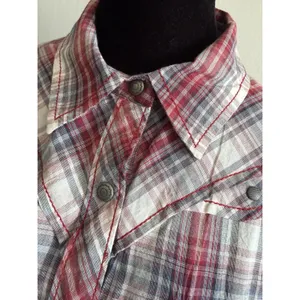 Ariat Women's L Cher Plaid Snap Western Shirt Studded Red Gray NWT thumbnail 6