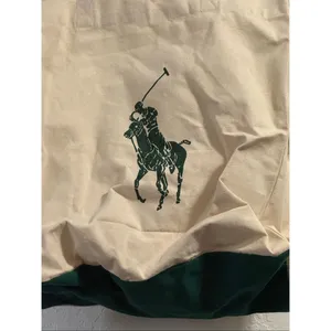 Polo Ralph Lauren Tote Bag 100% Cotton Canvas Green Logo Graphic Pony New thumbnail 4