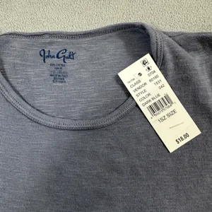 NWT John Galt Cropped Shirt Dark Blue Womens 1 SZ Cotton Blend Short Sleeve Tee thumbnail 3