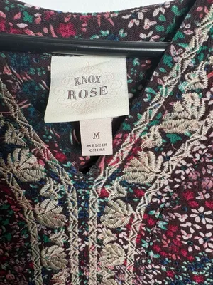 Knox Rose Women's Floral Print Midi Dress with‎ Embroidered V-Neck thumbnail 2